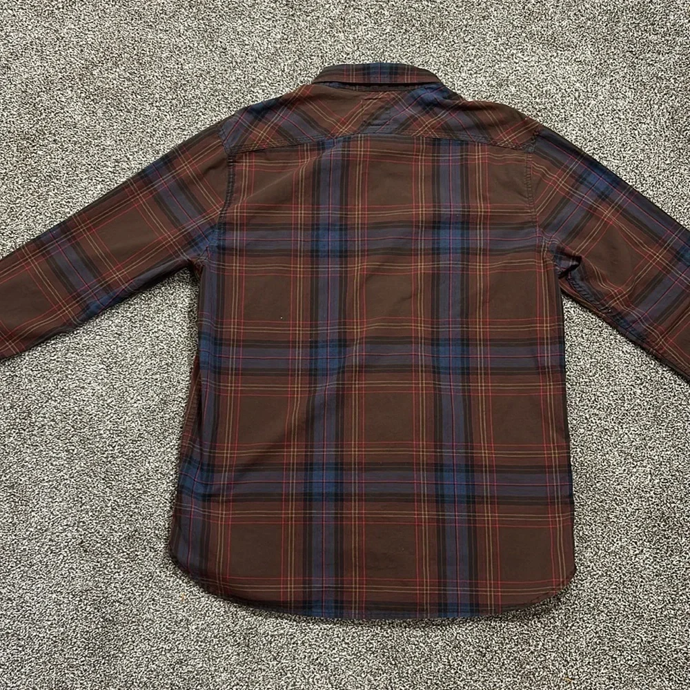 Levi’s men’s Malden button up casual plaid shirt brown blue red yellow large